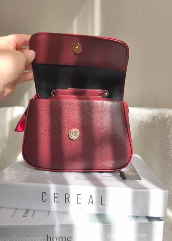 Bordo Deri Kadın El Çantası askısı mevcut - Görsel 9