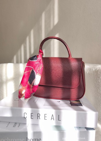 Bordo Deri Kadın El Çantası askısı mevcut - Görsel 11