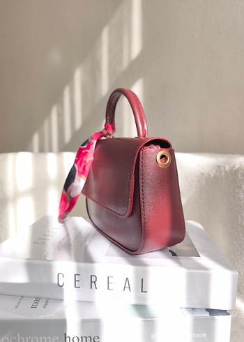 Bordo Deri Kadın El Çantası askısı mevcut - Görsel 10