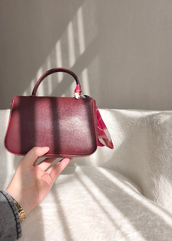 Bordo Deri Kadın El Çantası askısı mevcut - Görsel 2