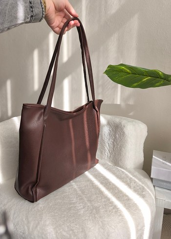 düz Kahverengi Deri Kadın Çanta Leyâl Collection - Görsel 2