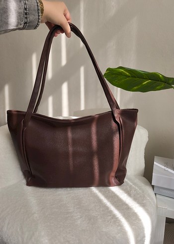 düz Kahverengi Deri Kadın Çanta Leyâl Collection - Görsel 4