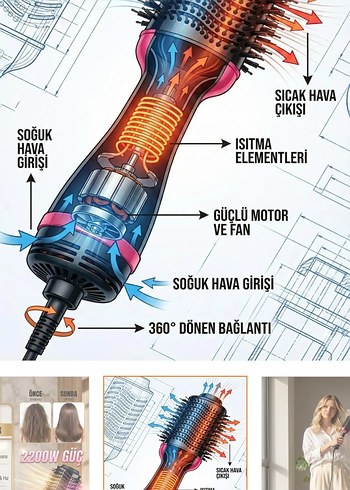 Pembe Saç Şekillendirici Fırça - Görsel 4