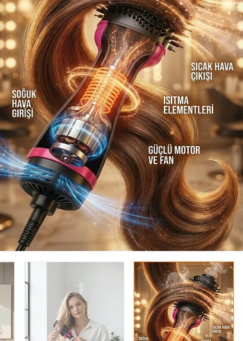 Pembe Saç Şekillendirici Fırça - Görsel 3