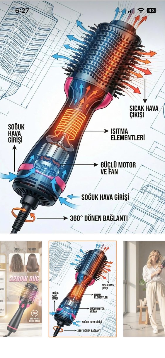 Pembe Saç Şekillendirici Fırça - Görsel 4