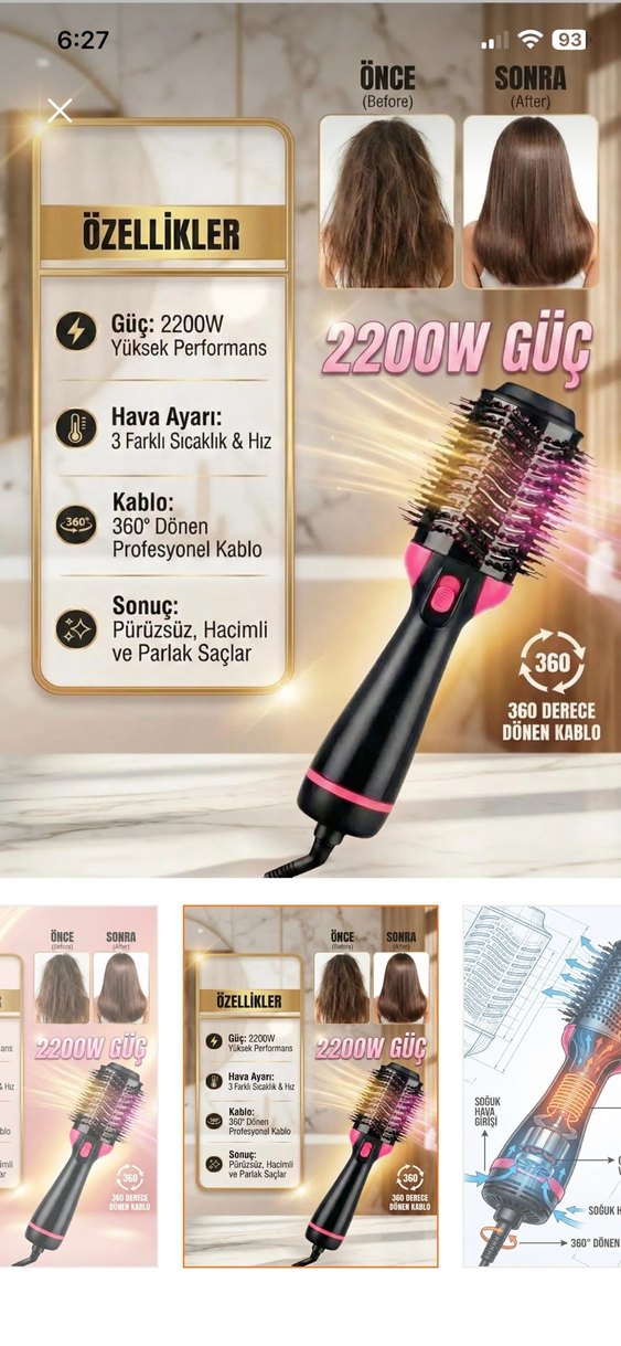 Pembe Saç Şekillendirici Fırça - Görsel 5