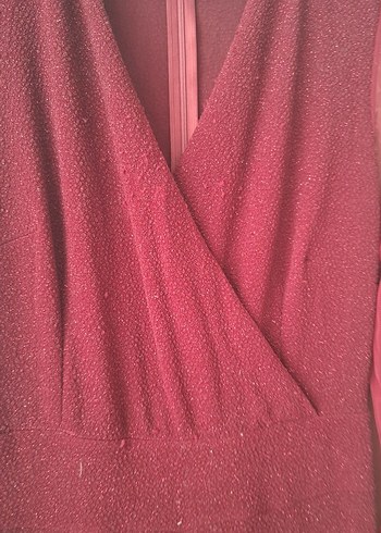 Bordo Uzun Kollu Drapeli Kadın Tulum - Görsel 6