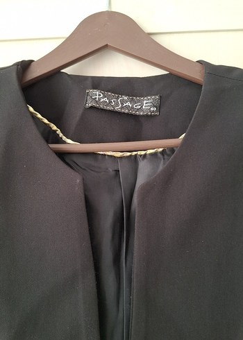 Deri Siyah Kemer Detaylı Kadın Blazer Ceket - Görsel 2