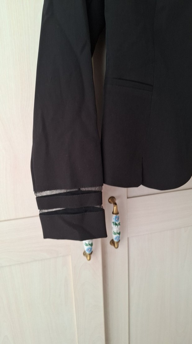 Deri Siyah Kemer Detaylı Kadın Blazer Ceket - Görsel 3