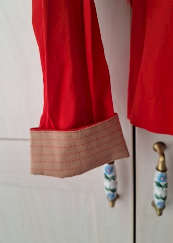 Kırmızı Düğmeli Kadın Blazer Ceket - Görsel 2