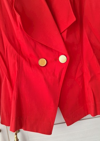 Kırmızı Düğmeli Kadın Blazer Ceket - Görsel 4