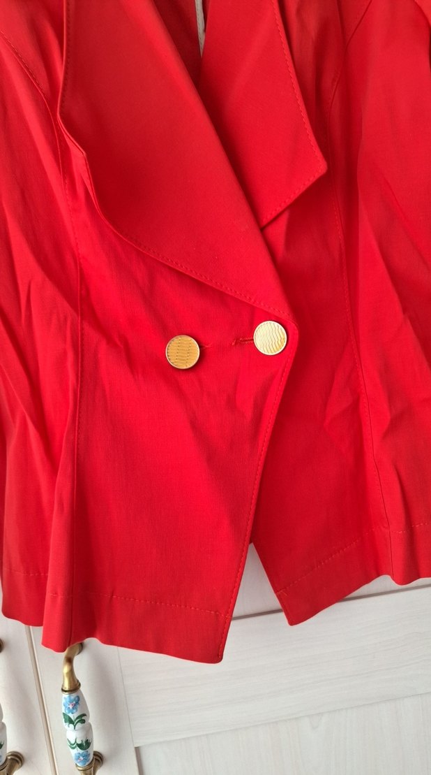 Kırmızı Düğmeli Kadın Blazer Ceket - Görsel 4