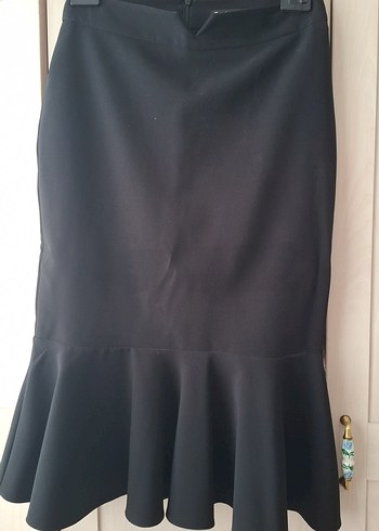 Siyah Pilili Midi Kadın Etek - Görsel 2