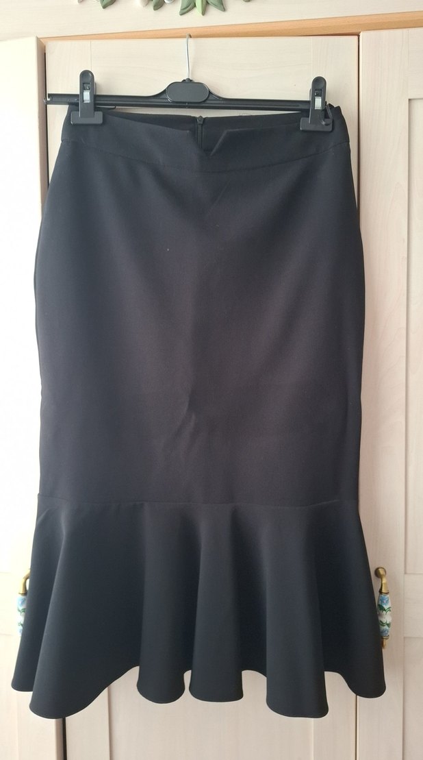 Siyah Pilili Midi Kadın Etek - Görsel 4