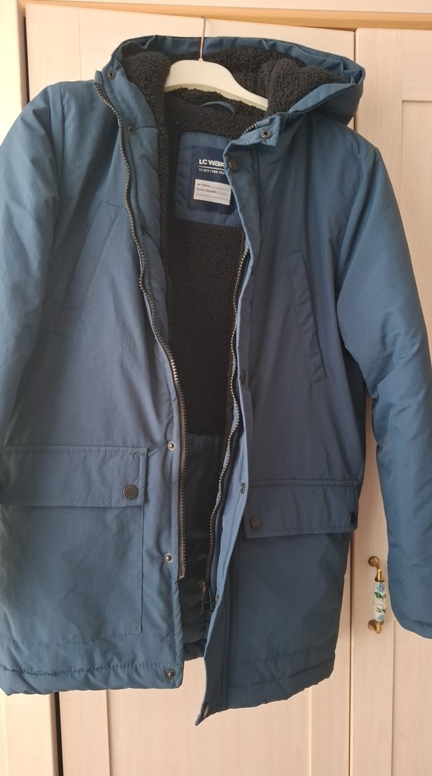 Mavi Erkek Çocuk Düğmeli Kaban - Görsel 4