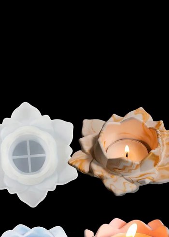Lotus Şeklinde silikon Mumluk - Görsel 2