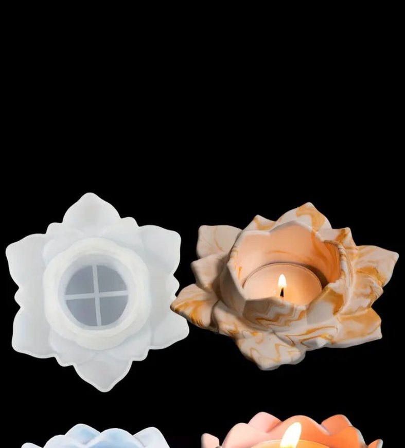 Lotus Şeklinde silikon Mumluk - Görsel 2