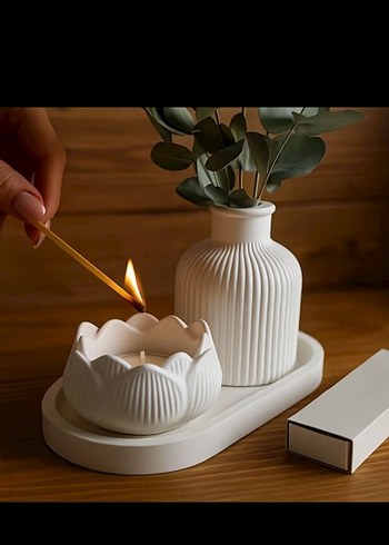 3 lü silikon Beyaz Mumluk Seti - Görsel 3