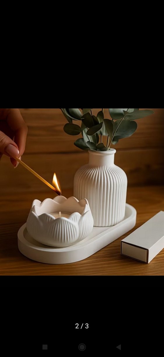 3 lü silikon Beyaz Mumluk Seti - Görsel 3