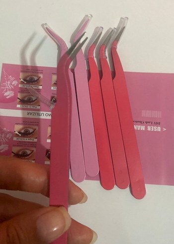 Pembe Pastel Takma Kirpik Cımbız - Görsel 2