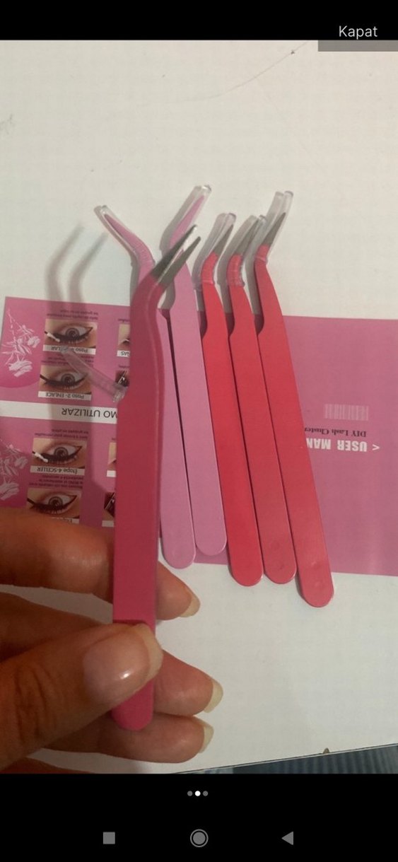 Pembe Pastel Takma Kirpik Cımbız - Görsel 2