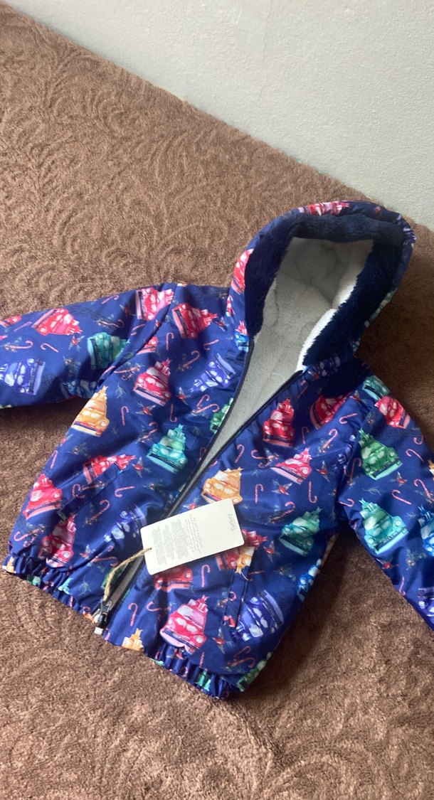 Kapüşonlu, Renkli Desenli Erkek Çocuk Mont - Görsel 5