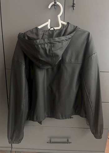 Siyah Suni Deri Kadın Rüzgarlık - Görsel 3