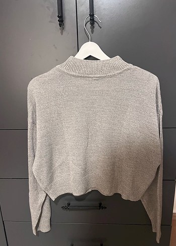 Gri  Kadın Triko Kazak - Görsel 3