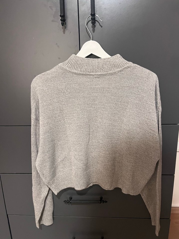 Gri  Kadın Triko Kazak - Görsel 3