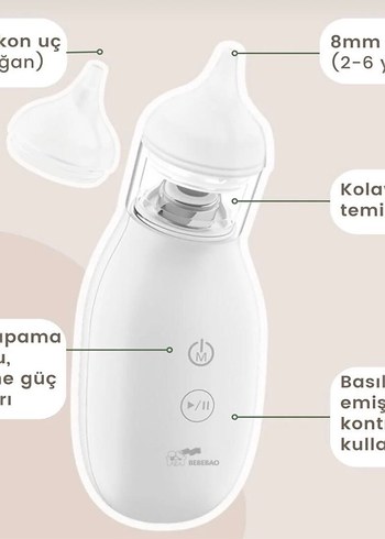 Dokunmatik Kontrol Şarj Edilebilir burun aspiratör - Görsel 6