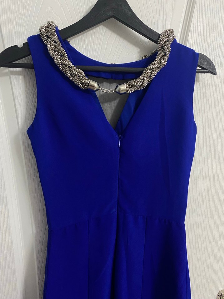 Lacivert Drapeli Uzun Abiye Elbise - Görsel 4