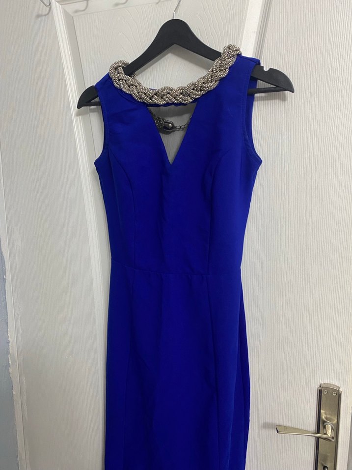 Lacivert Drapeli Uzun Abiye Elbise - Görsel 3