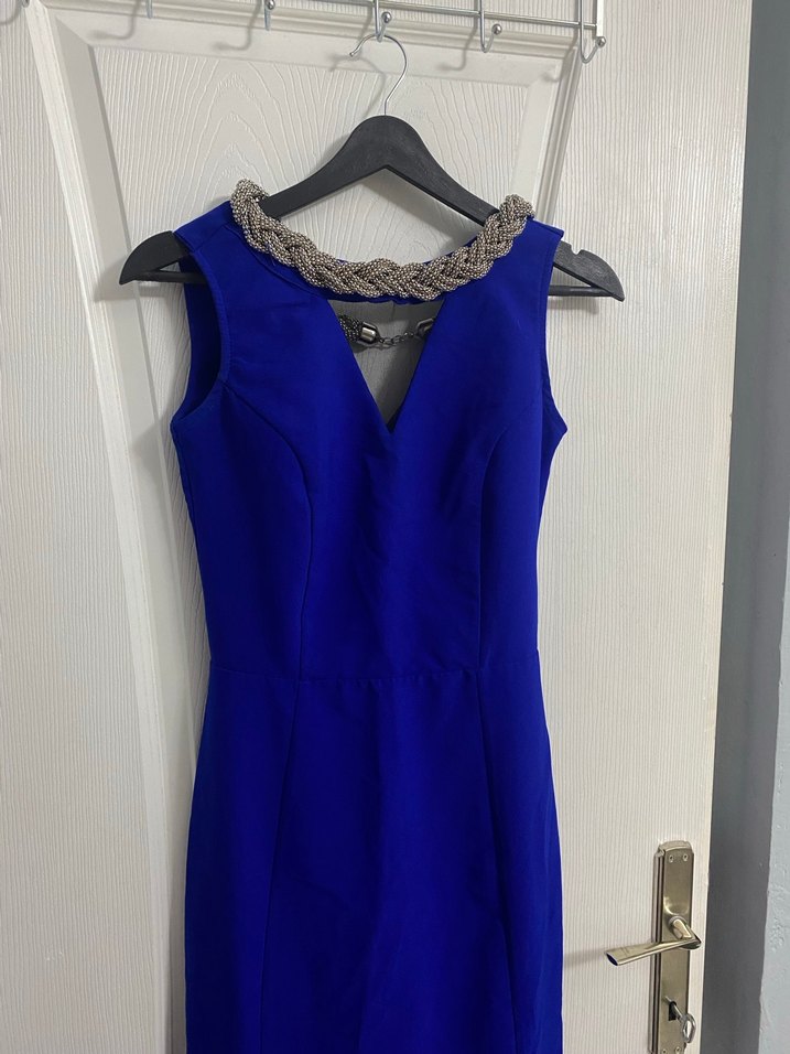 Lacivert Drapeli Uzun Abiye Elbise - Görsel 2