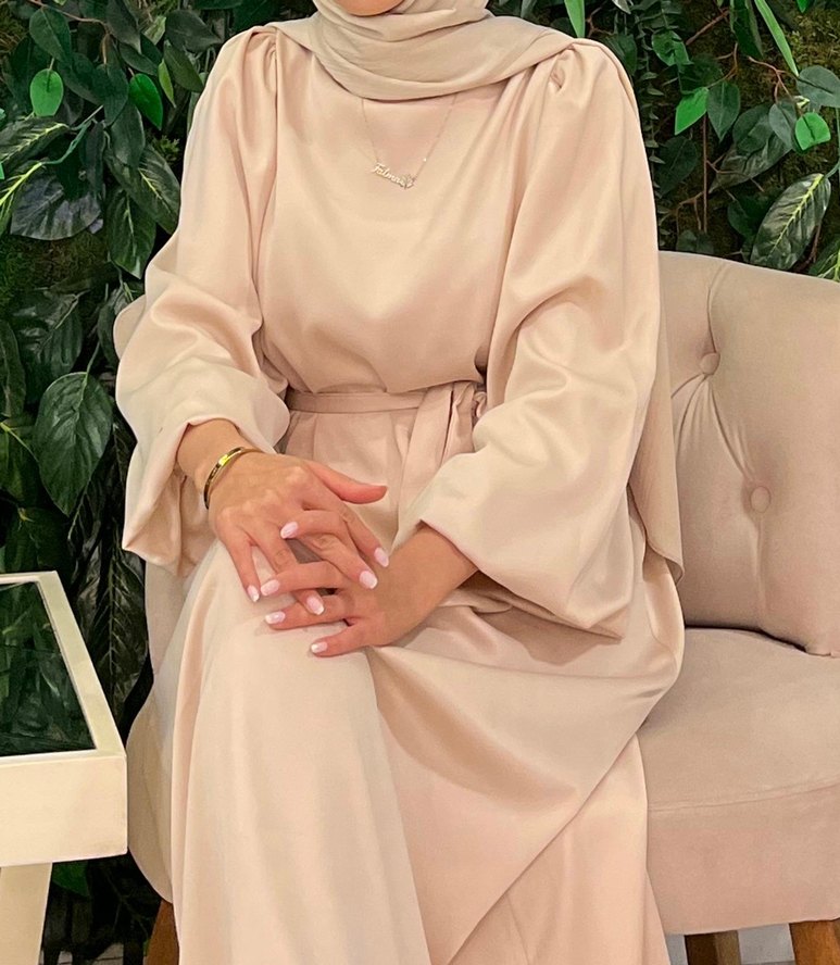 Saten krem abiye - Görsel 2