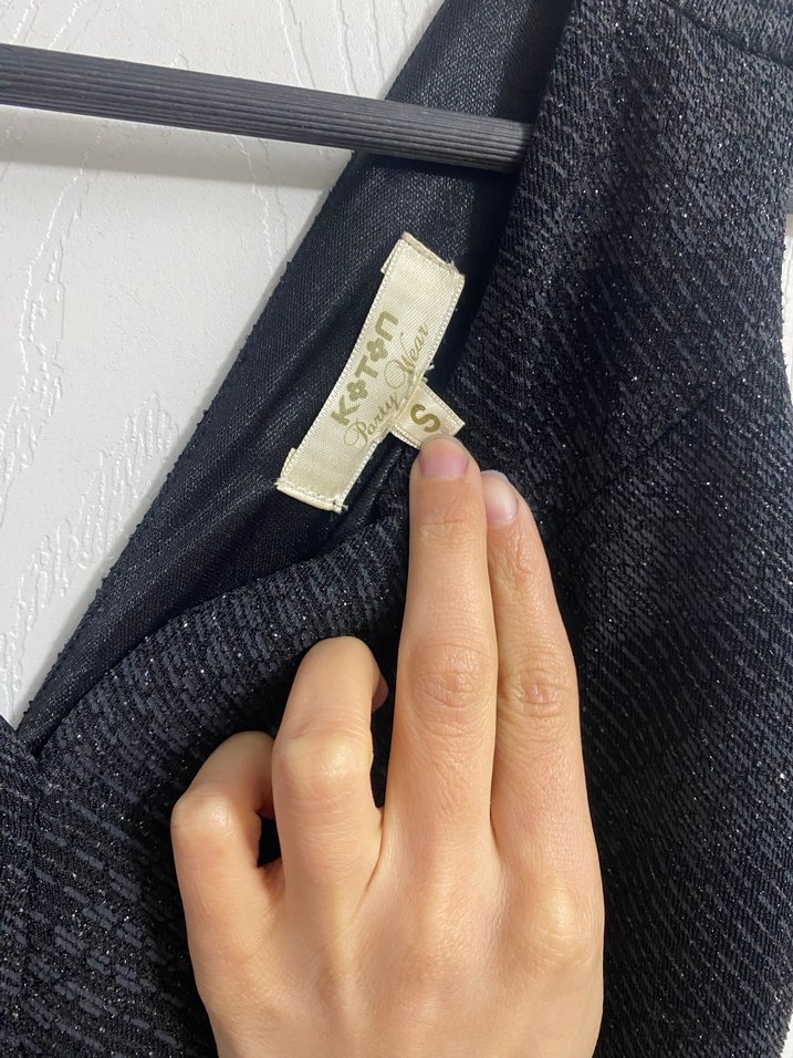 Uzun Siyah V Yakalı Straplez Abiye Elbise - Görsel 4