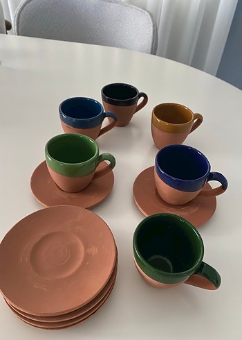 Renkli Seramik Fincan ve Tabağı Seti - Görsel 4
