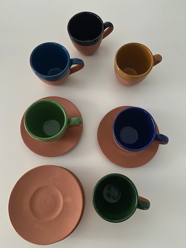 Renkli Seramik Fincan ve Tabağı Seti - Görsel 2