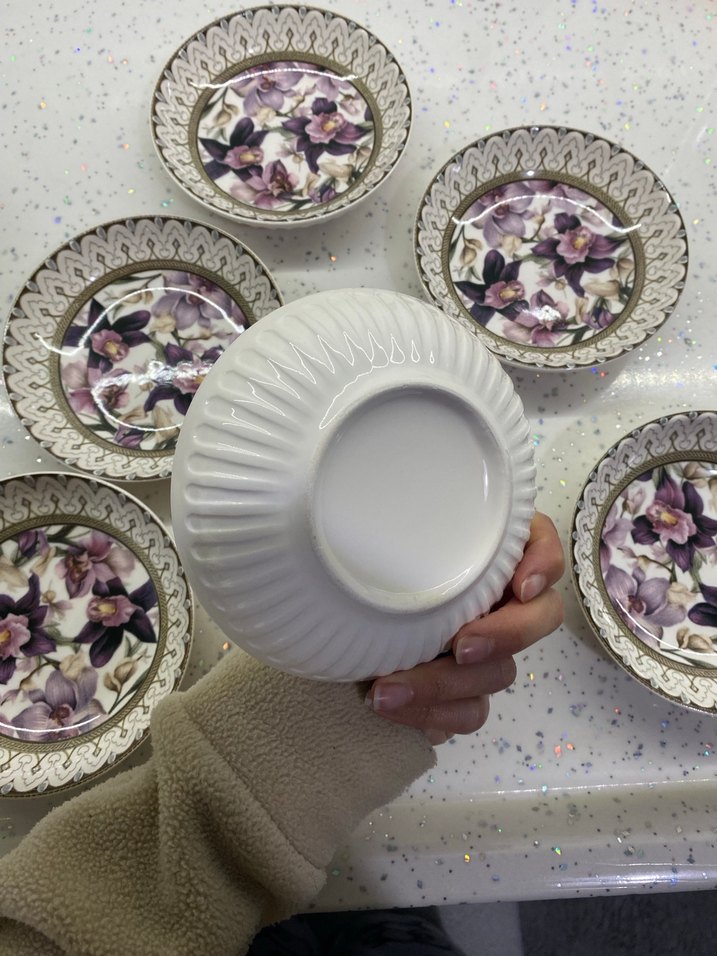 Mor Çiçek Desenli Tabak Seti - Görsel 4