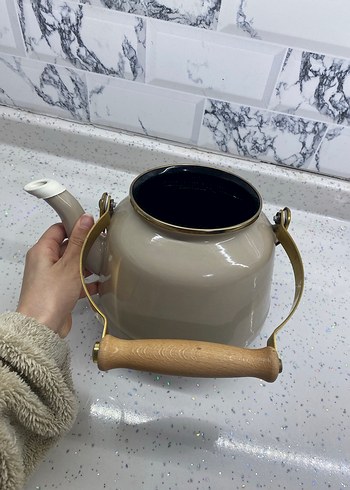 Madam Coco Bej ve gri kulplu çaydanlık seti - Görsel 7