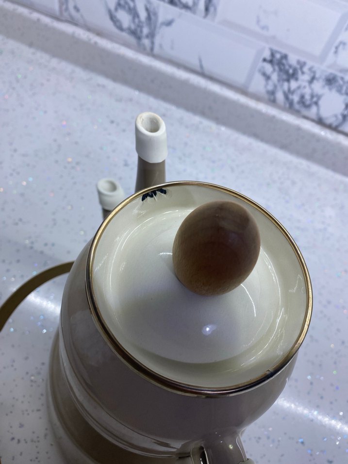 Madam Coco Bej ve gri kulplu çaydanlık seti - Görsel 5