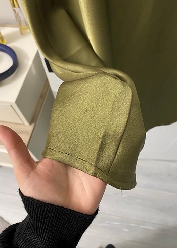 Hakim yaka haki yeşili elbise - Görsel 4