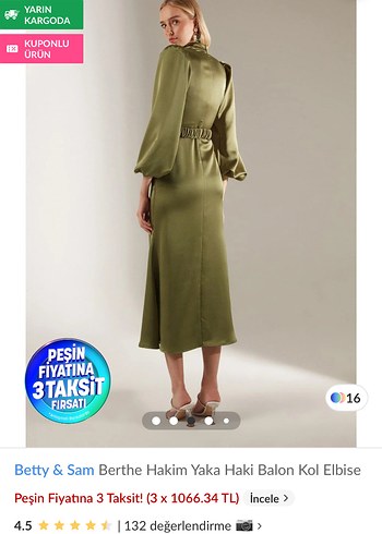 Hakim yaka haki yeşili elbise - Görsel 2