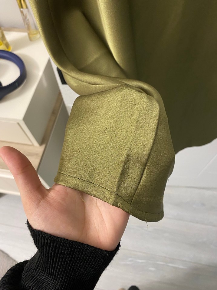 Hakim yaka haki yeşili elbise - Görsel 4