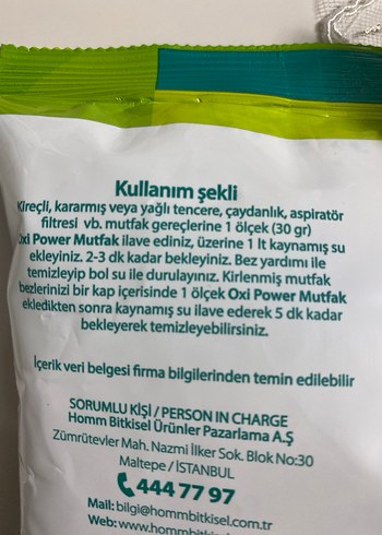 Hommy Mutfak Oxi Power Toz Leke Çıkarıcı - Görsel 2