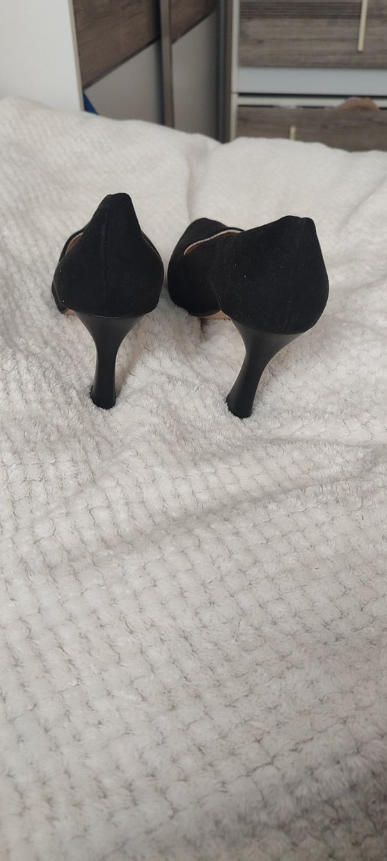 Siyah Süet Kürklü İnce Topuklu Kadın Ayakkabı - Görsel 5