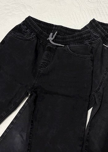 Siyah Elastik Bel Rahat Kesim Jeans - Görsel 2