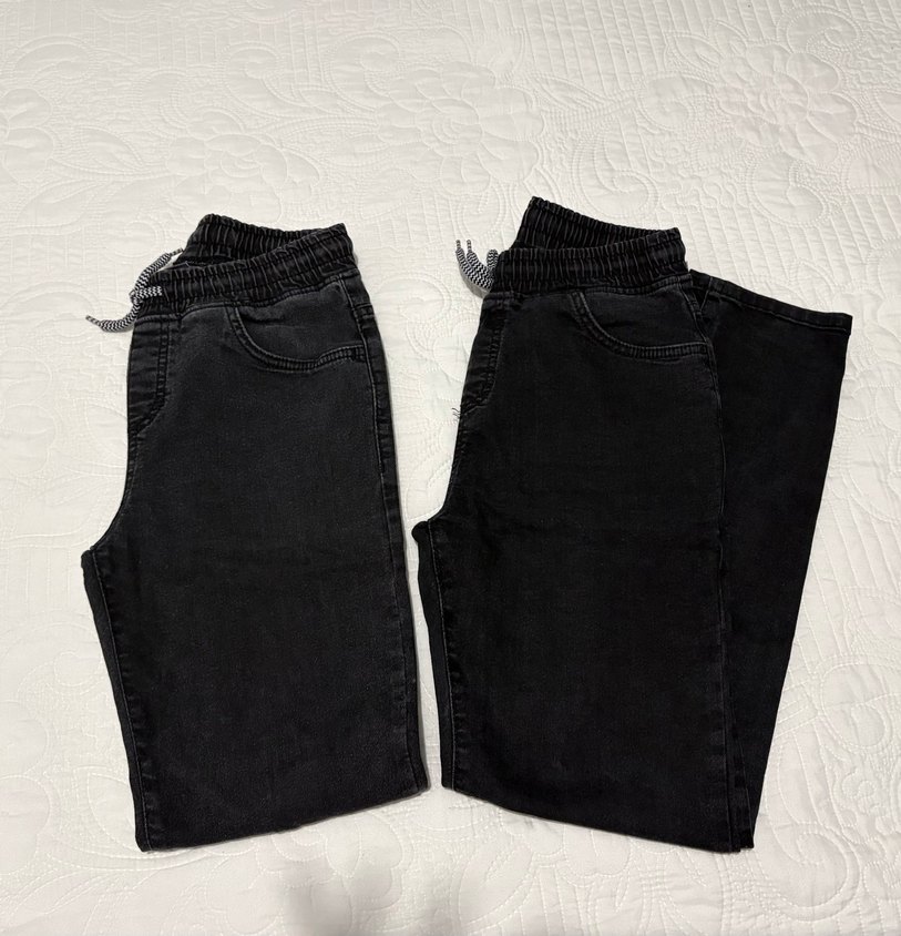 Siyah Elastik Bel Rahat Kesim Jeans - Görsel 5