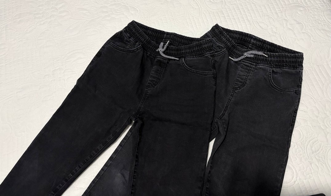 Siyah Elastik Bel Rahat Kesim Jeans - Görsel 2