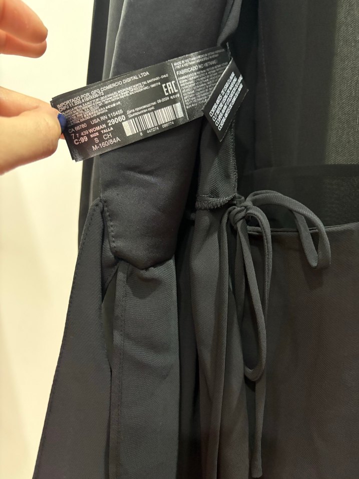 Siyah V Yakalı Drapeli Midi Elbise - Görsel 5