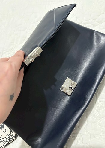 Klasik Koyu Mavi Deri Kadın Çanta - Görsel 7